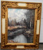 Frontal view of framed landscape print showing full frame and imagery