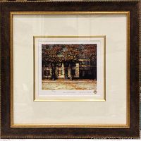 Front view of the framed limited edition print "Houses, Richmond Street" showing the full artwork and frame with matting.