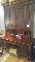 Front view of Hooker Furniture desk with attached hutch