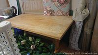 Solid wood trestle style work table