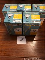 Lot of five original boxed Standard brand compact fluorescent lamps, 23 watts, PAR38, 2700K color temperature.