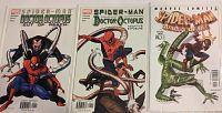 Three Marvel Spider-Man comics: Doctor Octopus Out of Reach #1, Doctor Octopus Negative Exposure #1, and Spider-Man Quality of Life #1, all bagged and boarded.