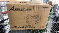 Closed cardboard box labeled Avid Power ACAP322 showing product image and model number.