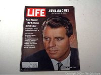 Cover of Life Magazine dated January 26, 1962, featuring Robert Kennedy with cover lines about Peru avalanche and other stories.