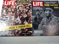 Two Life Magazine issues from March 29, 1963, covers titled 'Inside a Human Cell' and 'Inside Castro's Cuba'.