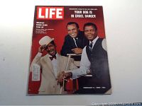 Cover photo of Life Magazine February 4, 1966 issue with Sammy Davis Jr., Harry Belafonte, and Sidney Poitier on cover in front of a red background