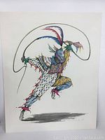 Full view of the limited edition print showing the entire colorful clown figure in a dynamic pose.