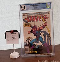 Front cover of CGC graded Hawkeye Limited Series #1 comic with visible 9.4 grade.