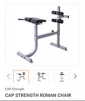 Photo of assembled Cap Strength Roman Chair showing steel frame and padded supports.