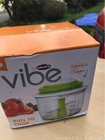 Photo of the Vibe vegetable chopper box by Chef'n showing brand and product details.