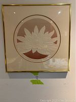 Front view of 3D floral waterlily picture in gold frame, showing full artwork and frame condition