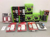 Front view of the lot showing all boxed items and blister packs