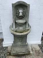 Front view of fountain showing full design and two-tier bowls