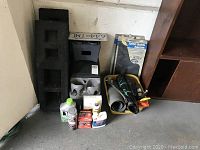 Full view of all items including console organizer, fluids, splash guards, ramps and more.