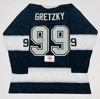 Back view of jersey showing 'GRETZKY' nameplate, number '99', autograph and PAAS authenticity sticker
