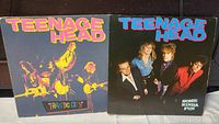 Two Teenage Head vinyl records: 'Frantic City' and 'Some Kinda Fun' album covers showing band members in punk rock attire.