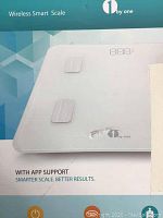 Box for 1 by One Wireless Smart Scale showing product image and branding.