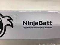 Box of NinjaBatt high performance laptop batteries with logo and product text