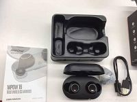 MPOW T6 True Wireless Earbuds user manual and black plastic insert tray for earbuds and accessories.