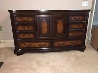 Front view of dresser showing overall styling and finish