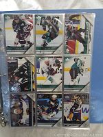 Page of hockey cards with players including Fedorov, Ozolinsh, and others from 2005 Upper Deck series.