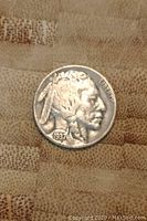 Obverse side of the 1937 Buffalo Nickel showing Native American profile with date 1937 and word LIBERTY.