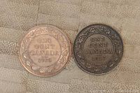 Reverse side showing 'One Cent Canada 1915' and 'One Cent Canada 1917' with decorative border