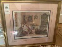 Full front view of framed print showing mat and frame