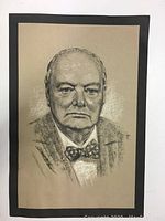 Full view of the Winston Churchill portrait print showing the entire artwork and its black border.