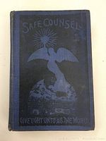 Front cover of the book showing the title 'Safe Counsel' with embossed angel and globe design in blue and black.