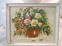 Frontal view of the full oil painting showing the floral arrangement in a vase.