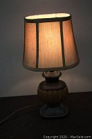 Lamp illuminated showing softness and shade color.