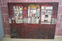 Frontal view of painting showing full composition and frame
