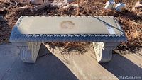 Top view of single decorative concrete bench
