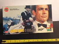 Top view of Airfix James Bond and Oddjob model kit box showing James Bond and Oddjob artwork, Airfix logo, and 1:12 scale indication.