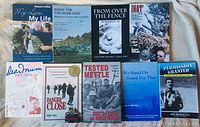 Top view of 9 military-related books including 'My Love, My Life' and 'Dear Mum,' showing covers and titles clearly.