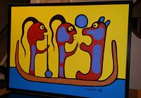 Front view of entire painting in black frame