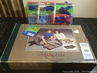 Photo of the backgammon set box with the kids tool set on top