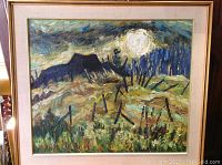 Front view of framed oil painting showing full composition