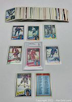 Full run of 165 Topps cards fanned with select cards laid out front