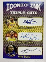 Front of the card showing the three players with facsimile signatures