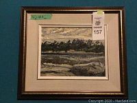 Full front view of framed painting against wall