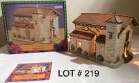 Lighted ceramic San Jose California Mission house model with original box and informational card.