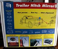 Front of packaging showing product name, use illustration, and features such as clear view, mounts on tailgate/window, quick set-up, and foldable storage.