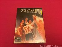 Front of the DVD set box showing the title '72 Complete and hockey players with Canada and USSR jerseys, with the number 12 on the Canadian player's back. The box appears new but packaging shows some wear.