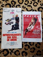 Poster showing 'Improvvisamente una sera... un amore' with woman and man near race cars, Italian text and cast listed