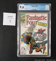 Front cover of CGC graded Fantastic Four #348 comic book, showing the grade 9.6 label and colorful artwork with characters in action.