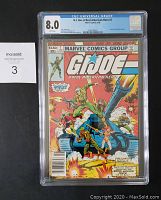 Front cover of Marvel Comics G.I. Joe A Real American Hero #1 showing colorful battle scene and CGC 8.0 grade label.