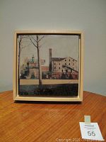 Front view of framed digital transfer artwork depicting Gooderham and Worts Distillery.