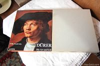 Front cover of the hardcover art book "Dürer: His Art and Life" by Fedja Anzelewsky with protective beige cardboard slipcase.